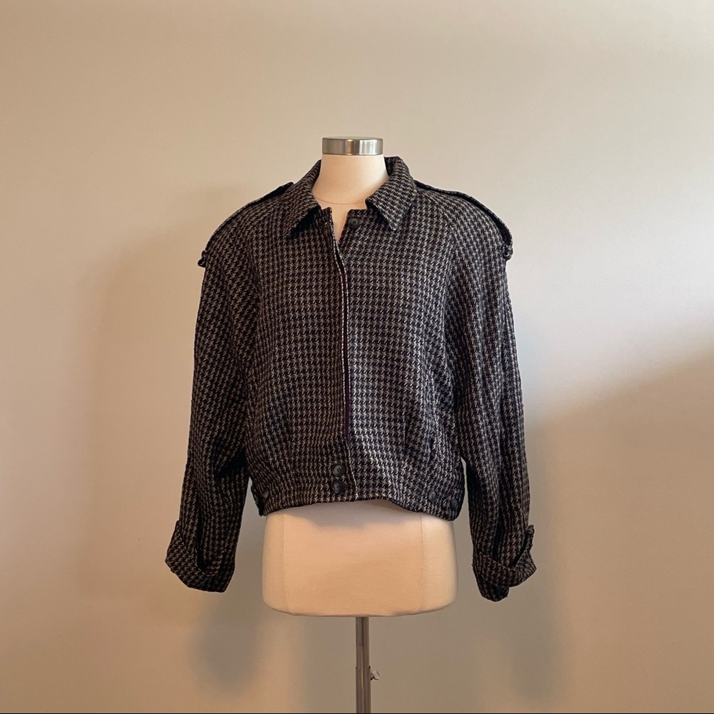 Vintage 90's Jones New York Boxy Tweed Bomber Jacket, Size 10
